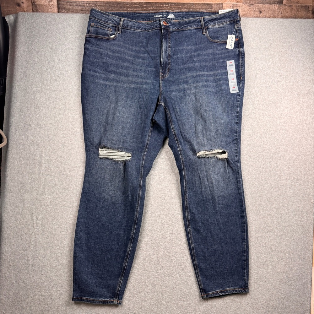 Old Navy Jeans Womens 26 Plus Rockstar Super Skinny High Rise Distressed NEW